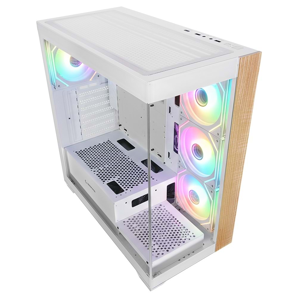 Rampage CRUISER V2 Mesh Temperli Camlı 750W 80 Plus Bronze Beyaz 4x120mm ARGB Fan Gaming Oyuncu Kasası OUTLET