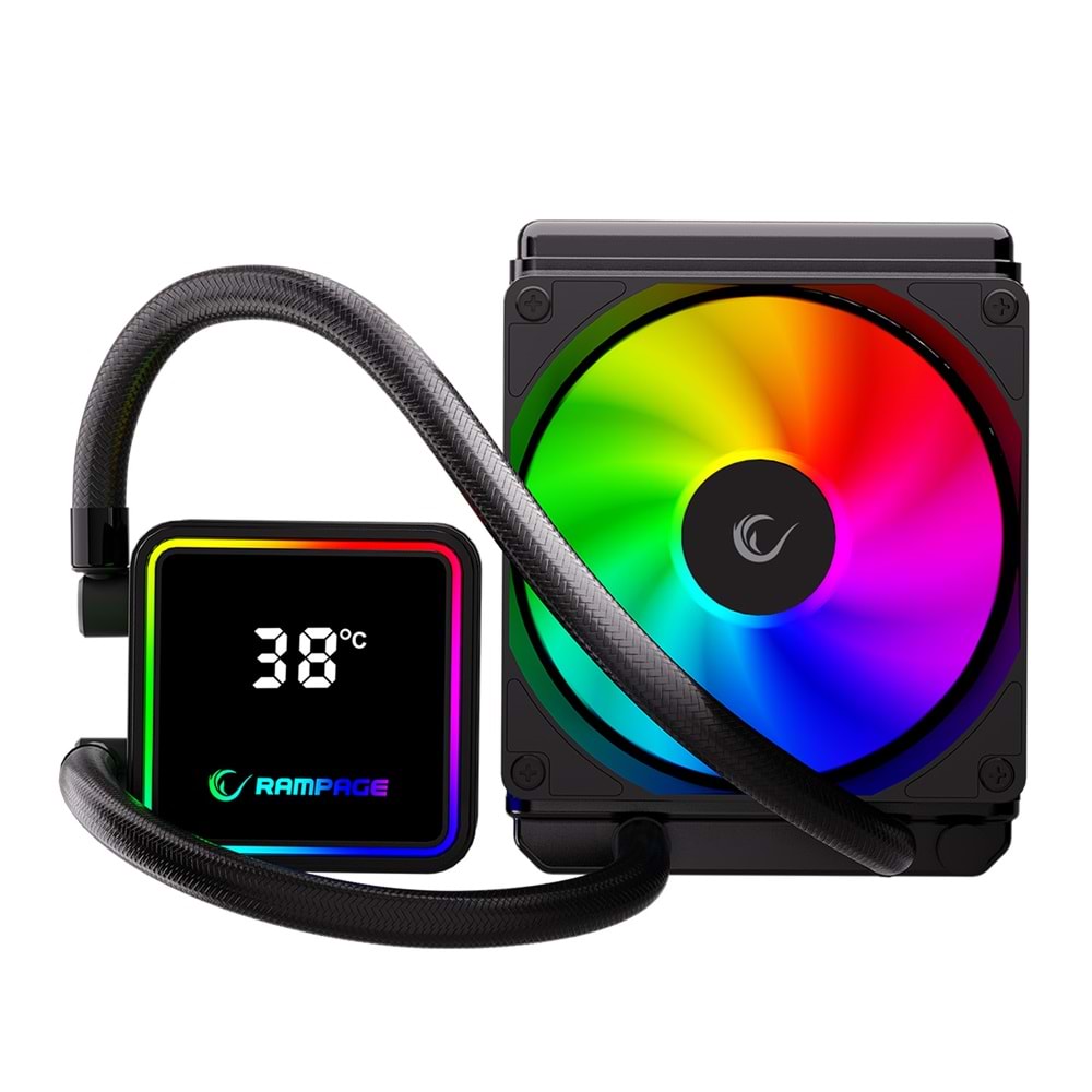 Rampage INFINITE V120 Siyah ARGB Intel LGA1700/AMD AM5 Uyumlu 120mm Sıvı Soğutmalı CPU Fan Outlet