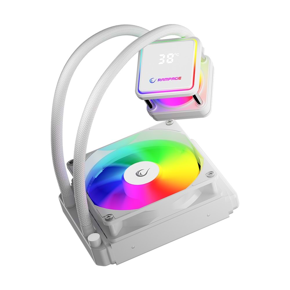 Rampage INFINITE V120 Beyaz ARGB Intel LGA1700/AMD AM5 Uyumlu 120mm Sıvı Soğutmalı CPU Fan Outlet