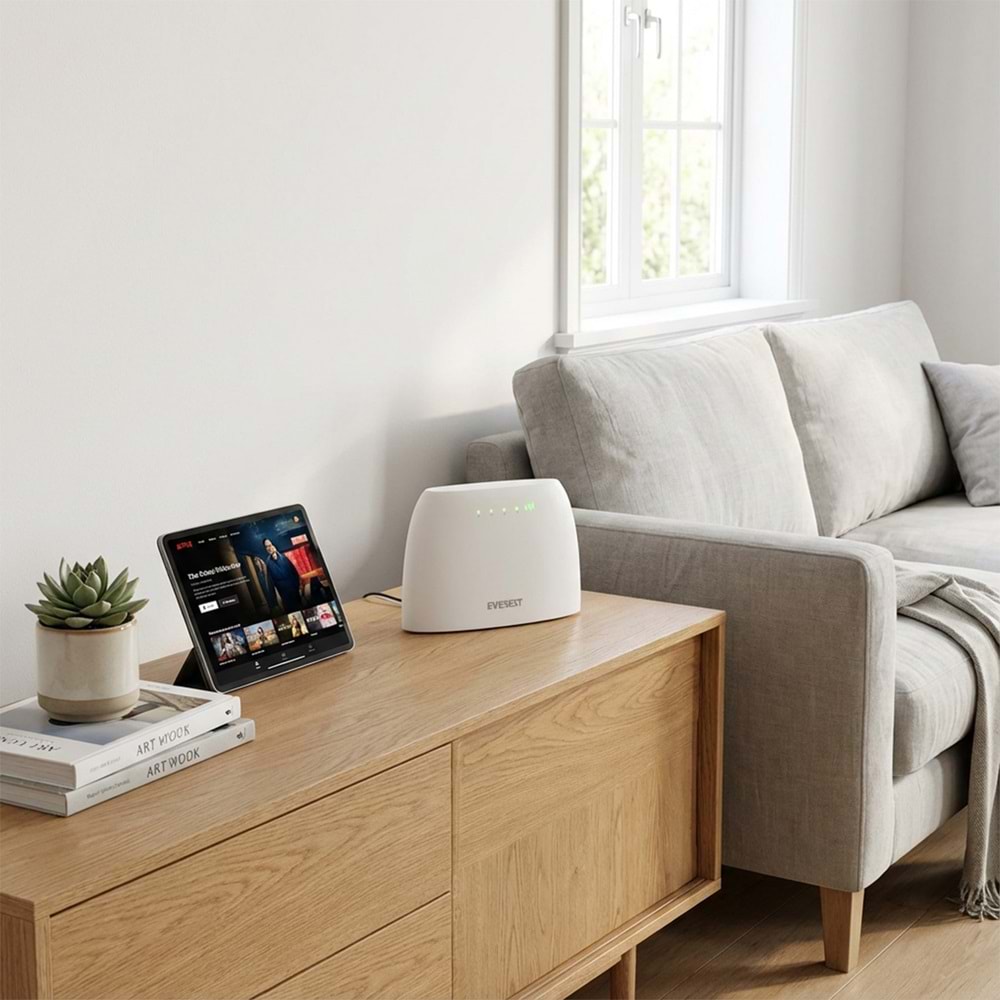 Everest EWR-4G03 300Mbps 2.4GHz Wifi 1xWan 1xLan 1xSIM Sim Kartlı 4G LTE Wireless Router