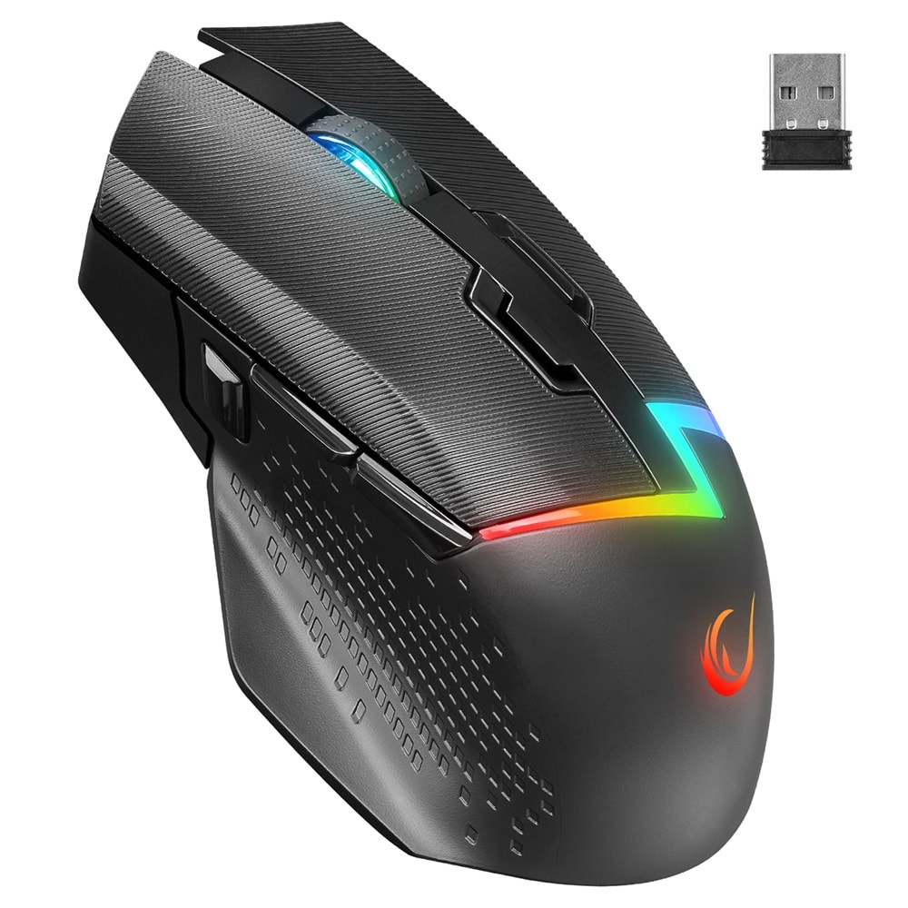 Rampage DROP M3 V2 24000 DPI PAW3311 Sensör RGB Şarjlı Kablosuz Huano Switch Gaming Oyuncu Mouse Siyah
