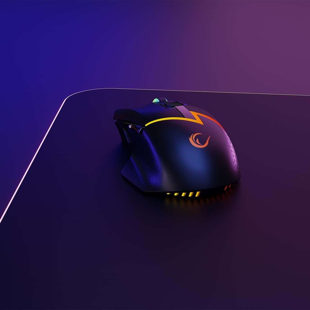 Rampage DROP M3 V2 24000 DPI PAW3311 Sensör RGB Şarjlı Kablosuz Huano Switch Gaming Oyuncu Mouse Siyah