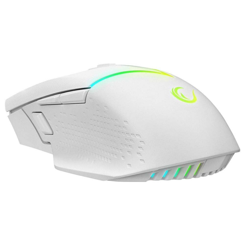 Rampage DROP M3 V2 24000 DPI PAW3311 Sensör RGB Şarjlı Kablosuz Huano Switch Gaming Oyuncu Mouse Beyaz