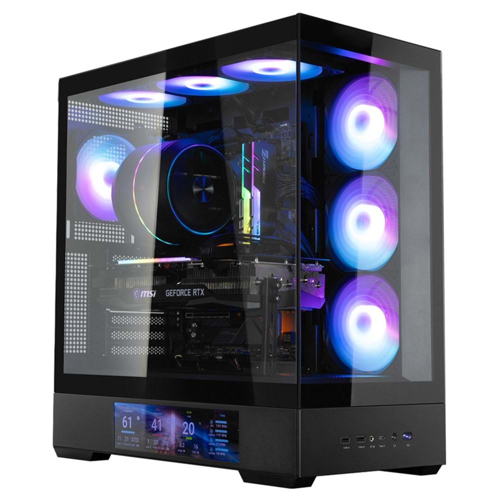 Zalman P40 DS 9.1” LCD Ekranlı 4xARGB Fanlı ATX Gaming Oyuncu Kasası