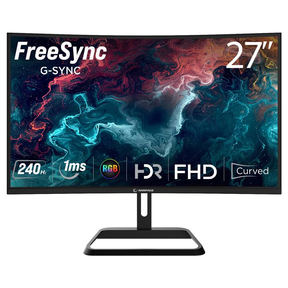 Rampage XYRA XR27C240F 27 240Hz Fast VA FHD Freesync/Gsync RGB R1500 Curved Oyuncu Monitörü