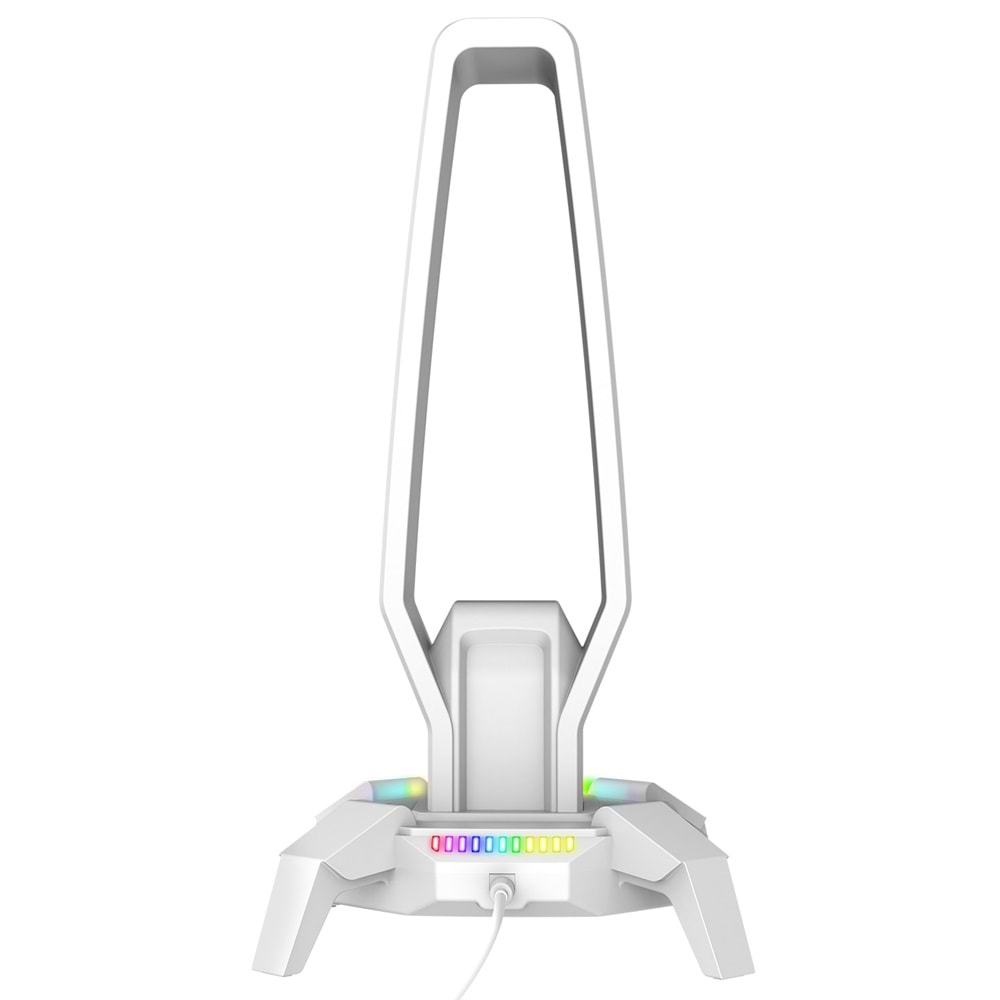 Rampage RM-H27 RGB Işıklı 3*USB 1*Type-C Beyaz 1*3.5mm Port Kulaklık Standı