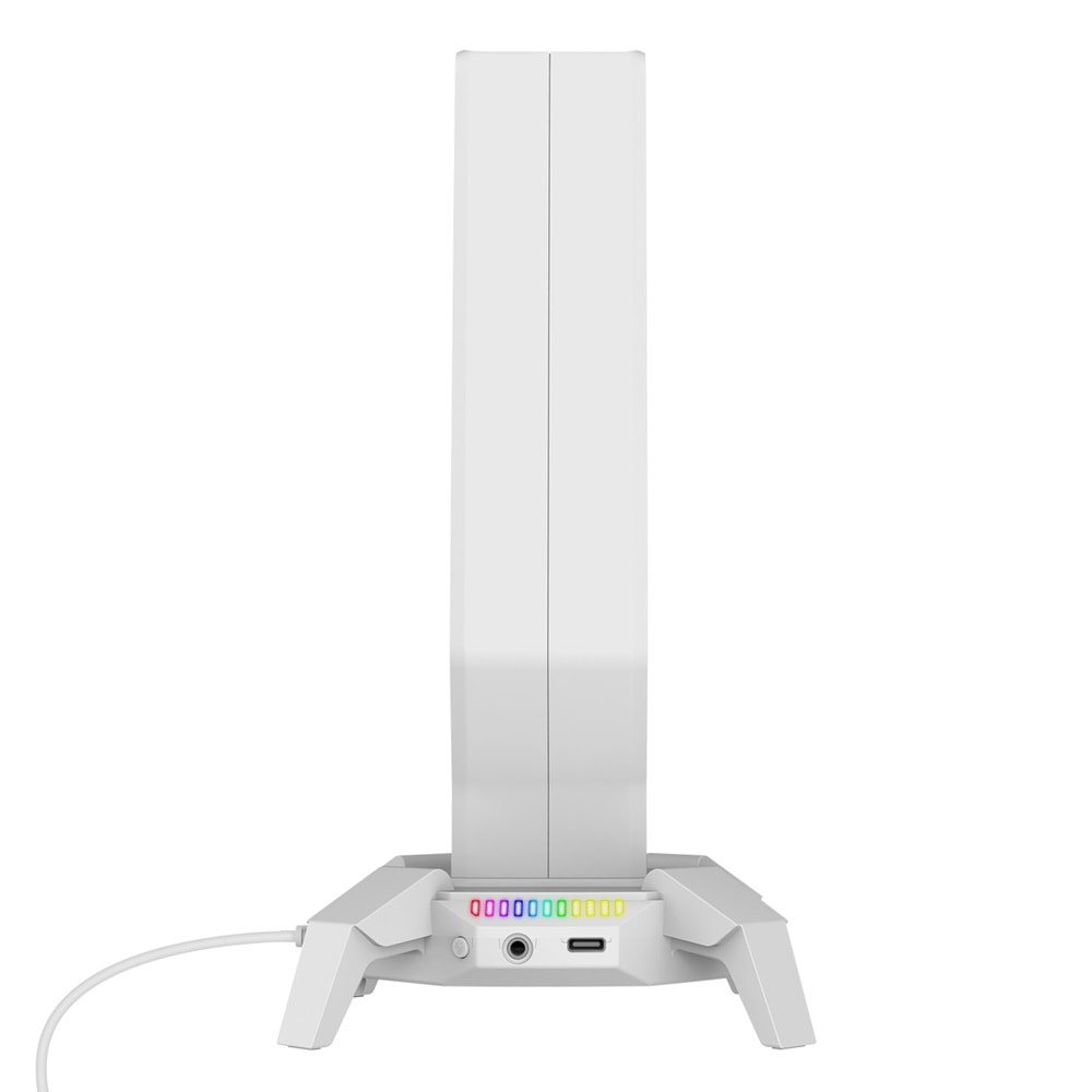 Rampage RM-H27 RGB Işıklı 3*USB 1*Type-C Beyaz 1*3.5mm Port Kulaklık Standı