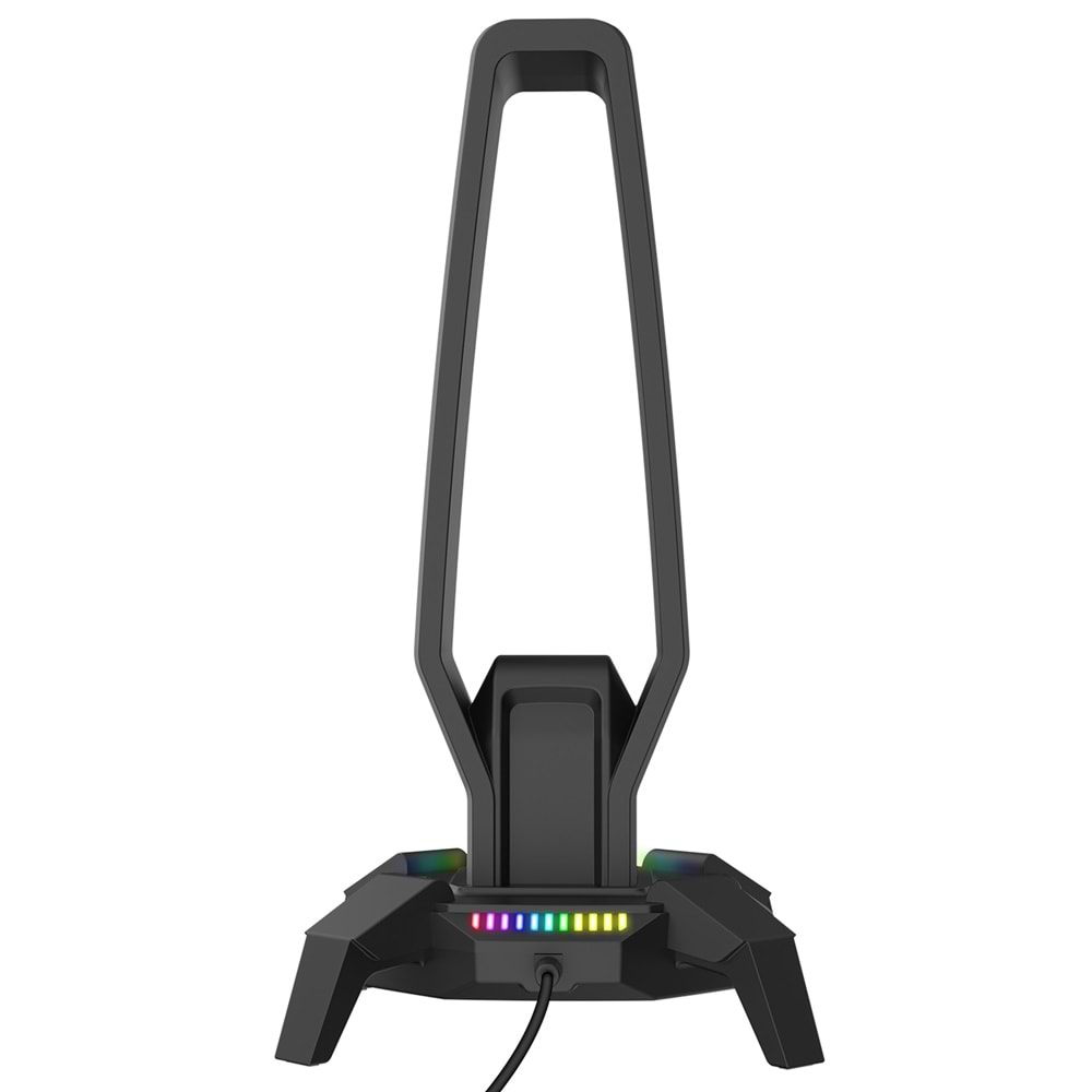 Rampage RM-H27 RGB Işıklı 3*USB 1*Type-C Siyah 1*3.5mm Port Kulaklık Standı
