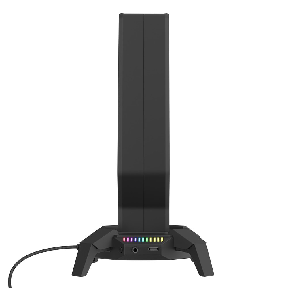 Rampage RM-H27 RGB Işıklı 3*USB 1*Type-C Siyah 1*3.5mm Port Kulaklık Standı