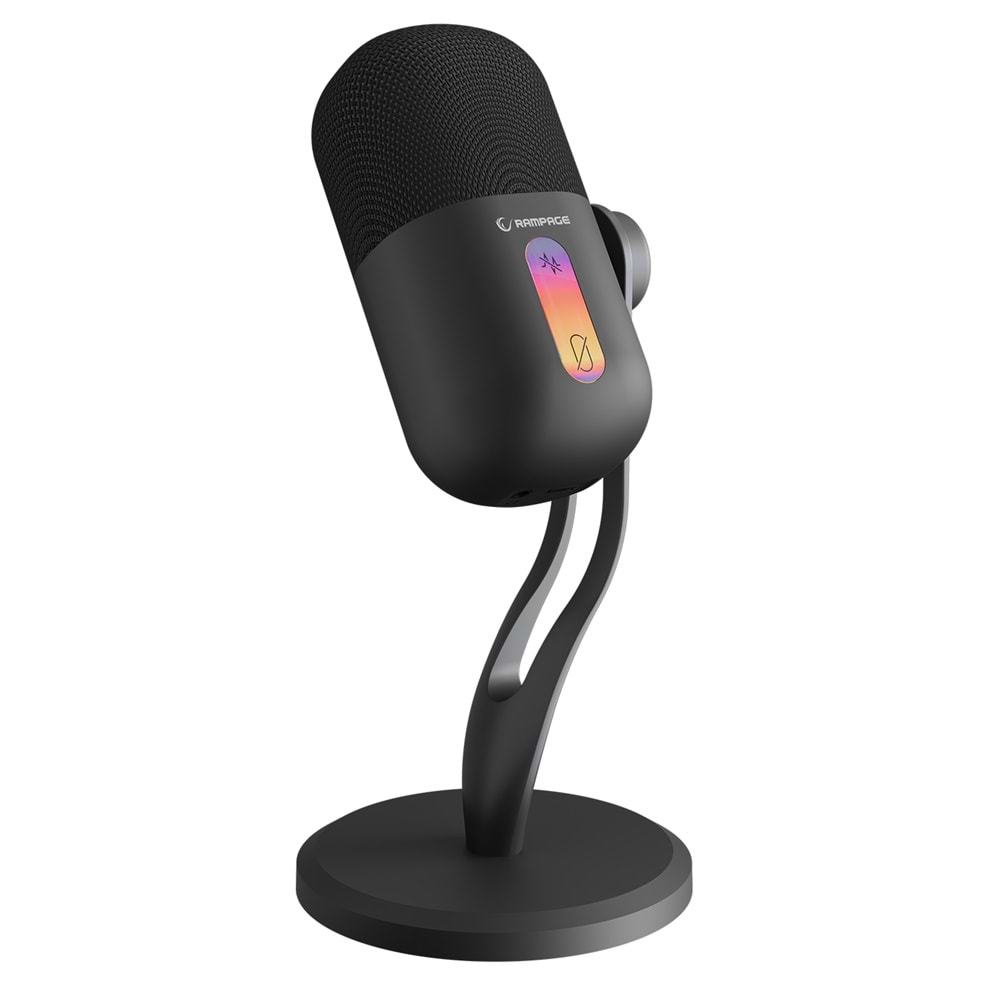 Rampage ARPEJ Siyah RGB Standlı Ses Göstergeli USB Masaüstü Oyuncu Mikrofonu