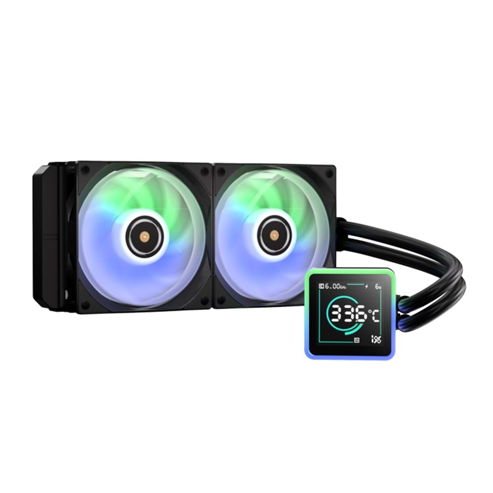 BitFenix KUZY BFW-KCD-240-BB27A-RP Dijital Göstergeli ARGB Fanlı 240mm Sıvı İşlemci Soğutucu AM5/LGA1851 Outlet