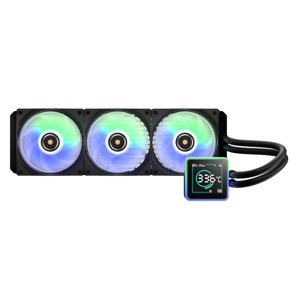 BitFenix KUZY BFW-KCD-360-BB27A-RP Dijital Göstergeli ARGB Fanlı AM5/LGA1851 Siyah 360mm LCD Sıvı Soğutucu Outlet