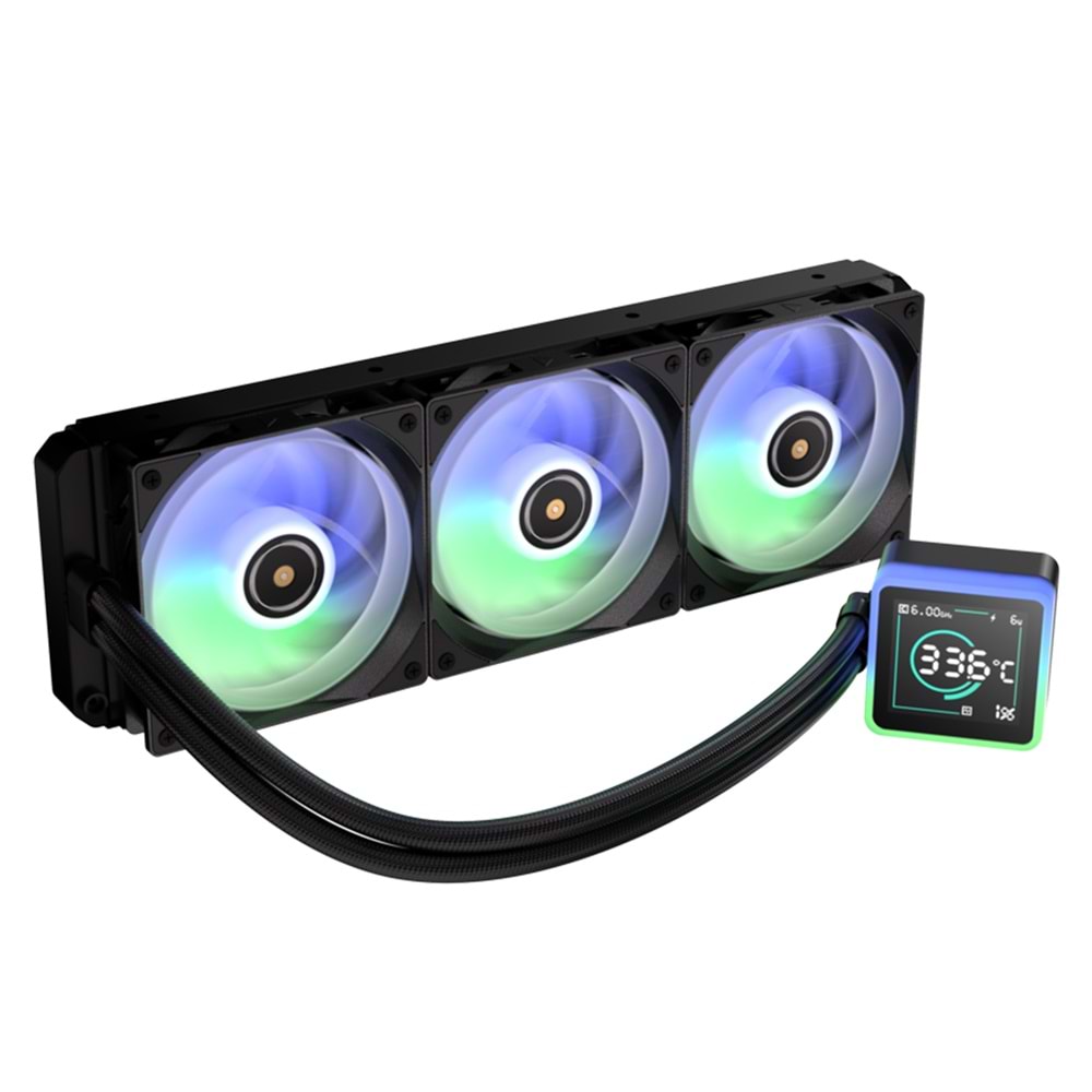 BitFenix KUZY BFW-KCD-360-BB27A-RP Dijital Göstergeli ARGB Fanlı AM5/LGA1851 Siyah 360mm LCD Sıvı Soğutucu Outlet