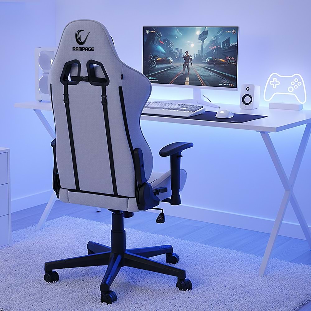 Rampage KL-R26 Peak Üst Seviye Terletmez Kumaş Gri/Siyah Gaming Oyuncu Koltuğu