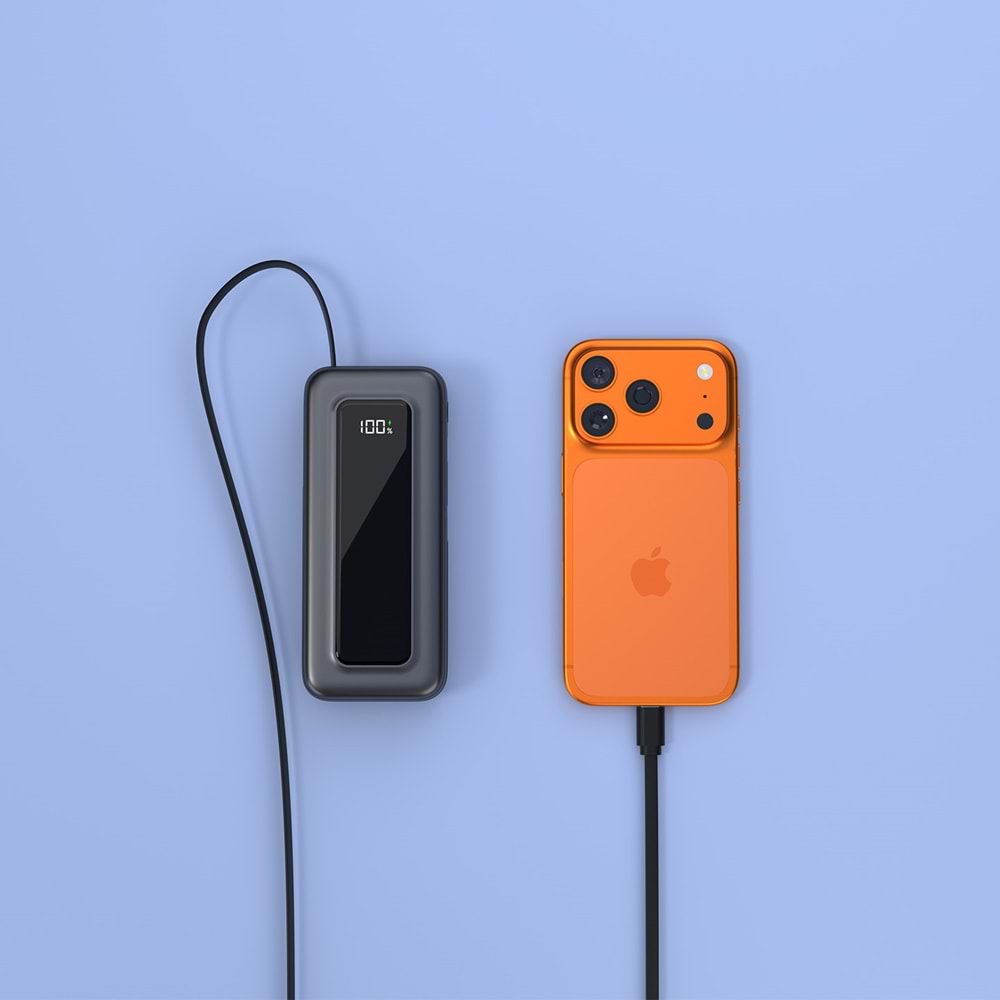 S-link IP-G10M 10000mAh PD35W Makaralı Siyah LCD Taşınabilir Pil Şarj Cihazı Powerbank