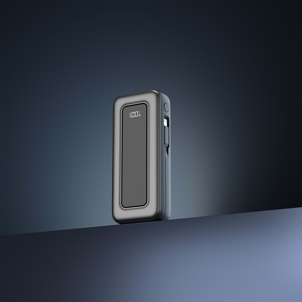 S-link IP-G10M 10000mAh PD35W Makaralı Siyah LCD Taşınabilir Pil Şarj Cihazı Powerbank