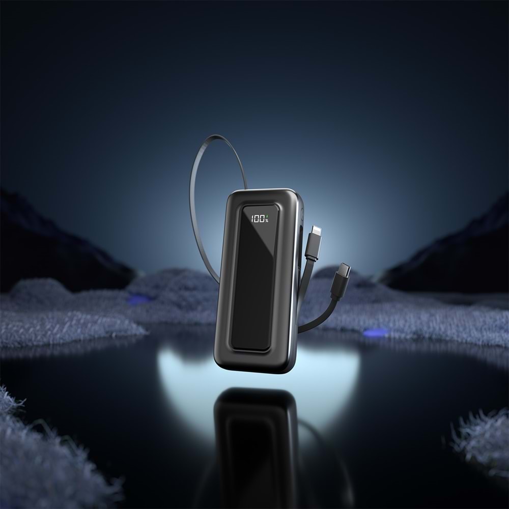 S-link IP-G10M 10000mAh PD35W Makaralı Siyah LCD Taşınabilir Pil Şarj Cihazı Powerbank