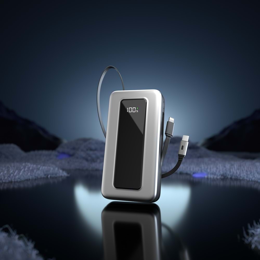 S-link IP-G20M 20000mAh PD65W Makaralı Siyah LCD Taşınabilir Pil Şarj Cihazı Powerbank