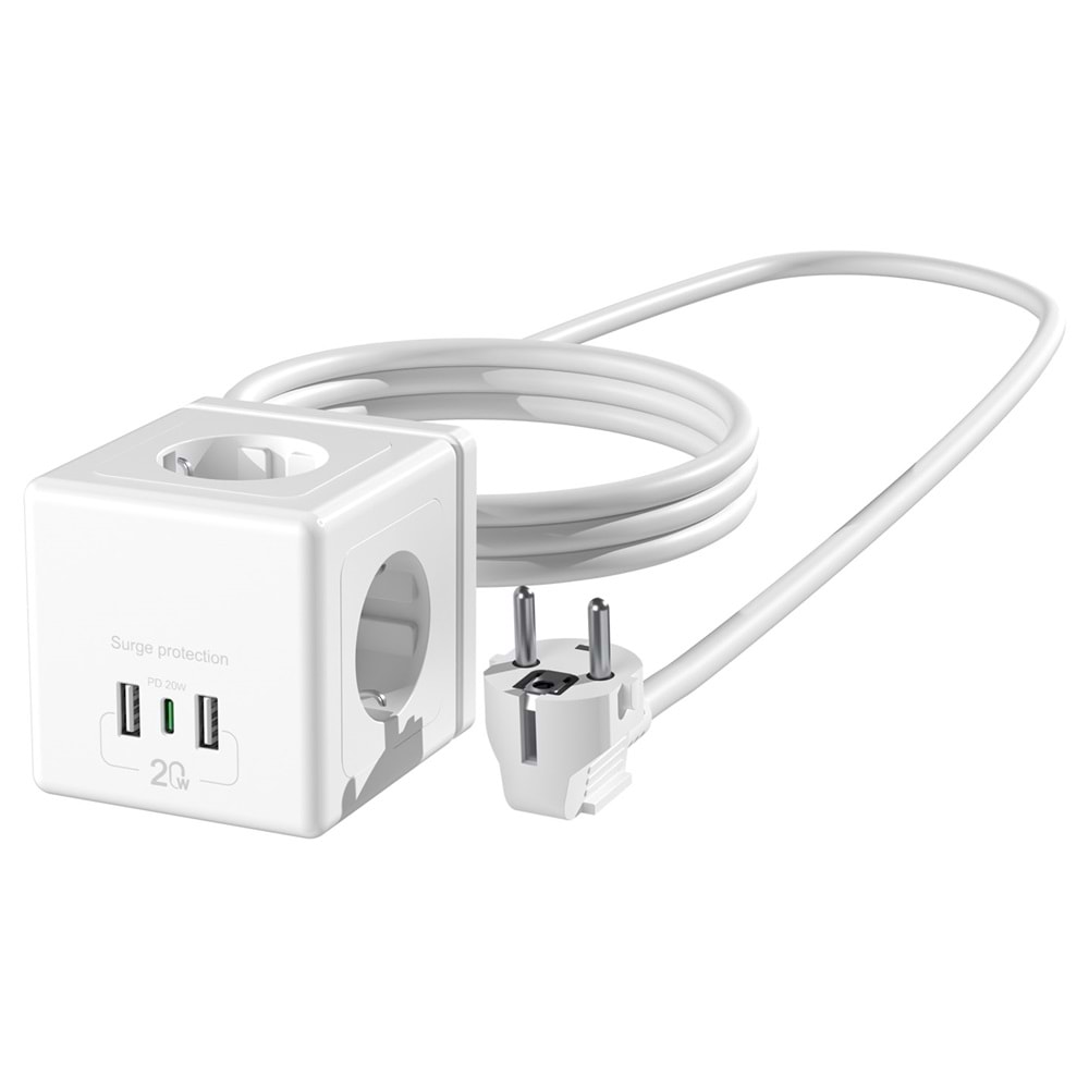 S-link PRZ04 4 Soketli 2 USB + Type-C PD20W 2M Akım Korumalı Priz