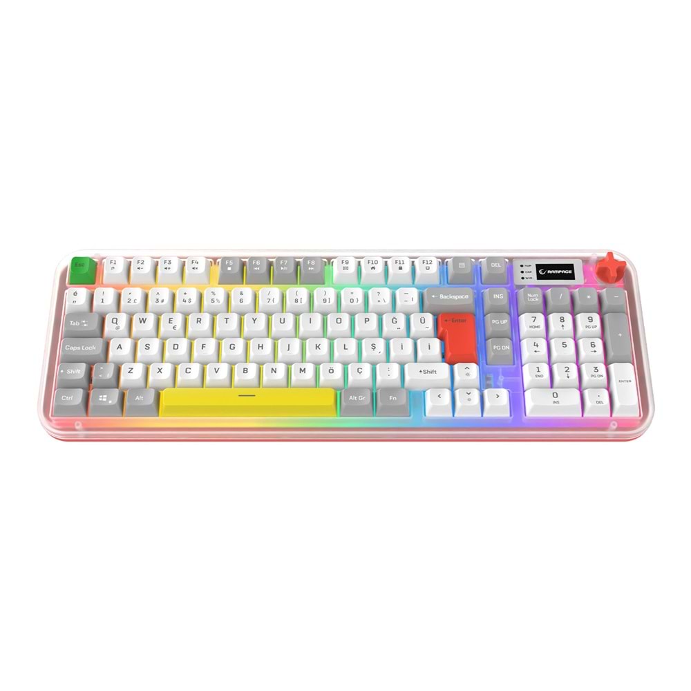 Rampage REFLECT 99 Sessiz Beyaz Gri RGB Q Membran Kablolu Oyuncu Klavyesi Type-C