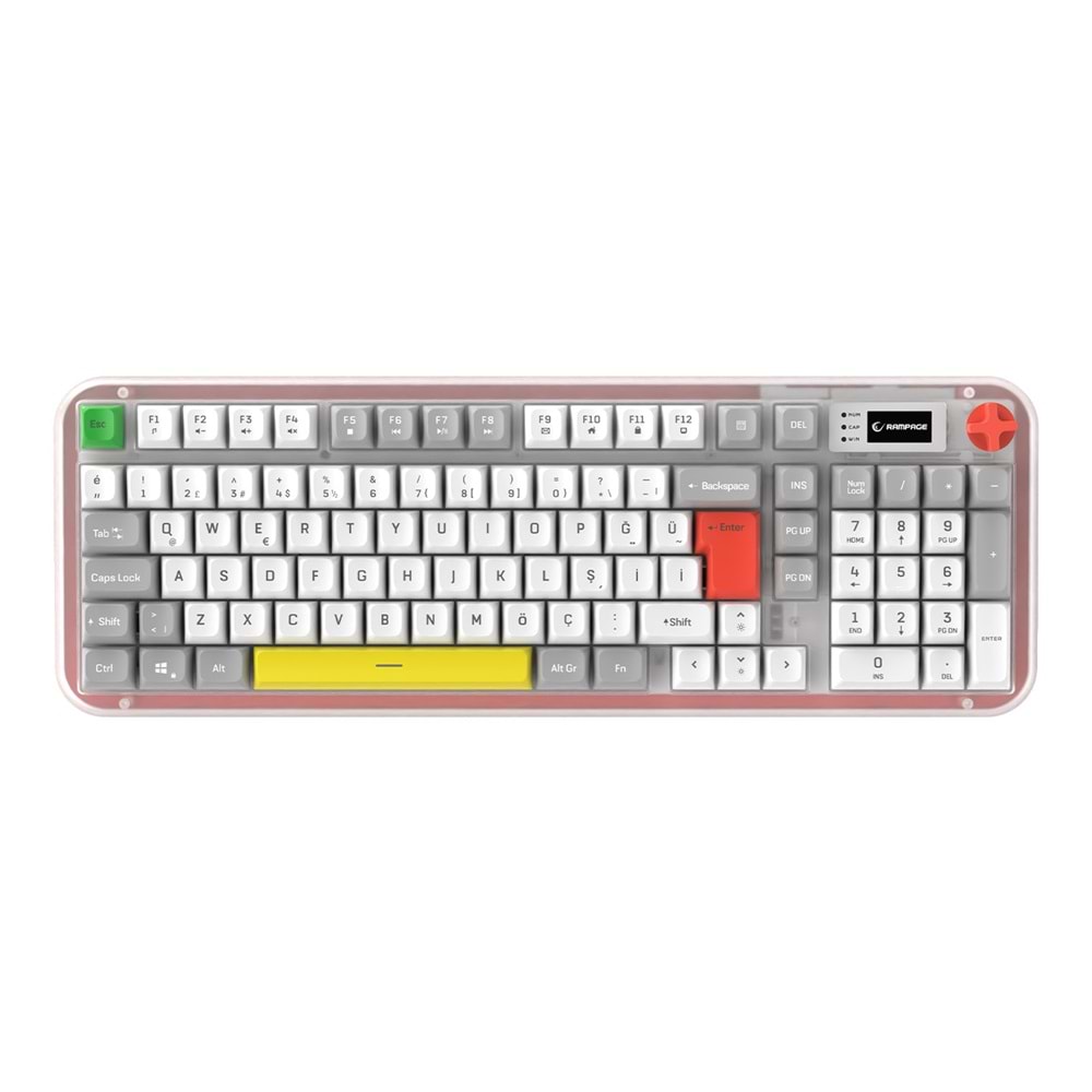Rampage REFLECT 99 Sessiz Beyaz Gri RGB Q Membran Kablolu Oyuncu Klavyesi Type-C
