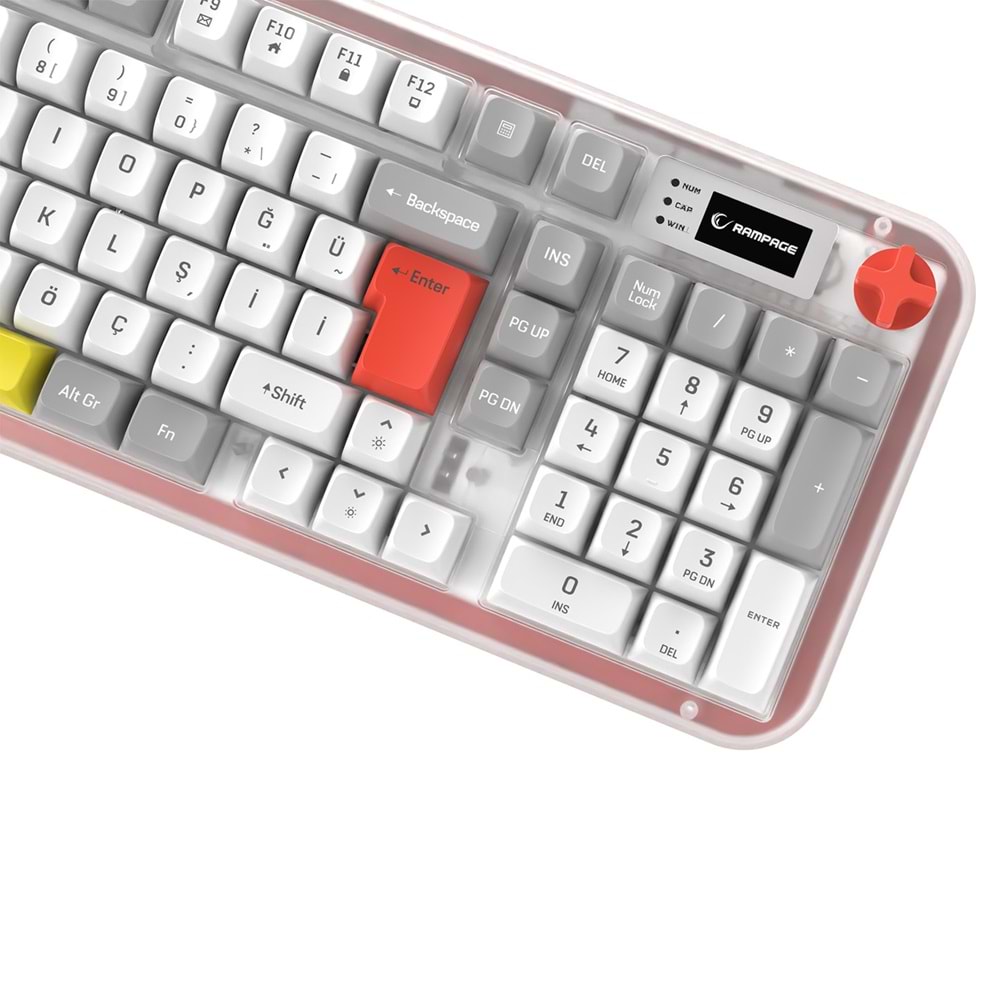 Rampage REFLECT 99 Sessiz Beyaz Gri RGB Q Membran Kablolu Oyuncu Klavyesi Type-C