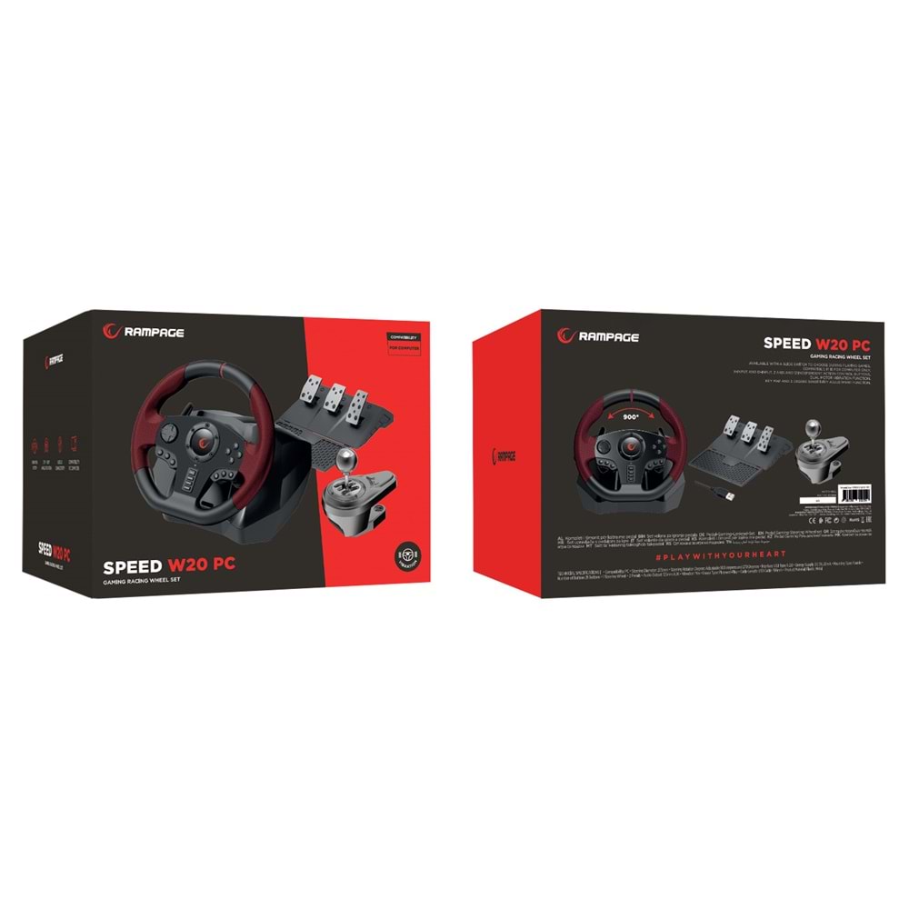 Rampage SPEED W20 PC ONLY PC 3 Pedallı - El Vitesli Gaming Oyuncu Direksiyonu