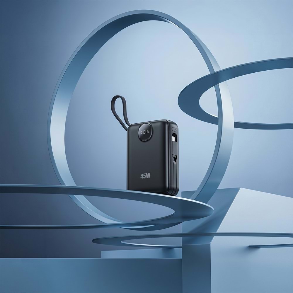 S-Link G450 20000mAh PD45W QC3.0 Dahili Kablolu LCD Ekranlı Siyah Taşınabilir Şarj Cihazı Powerbank