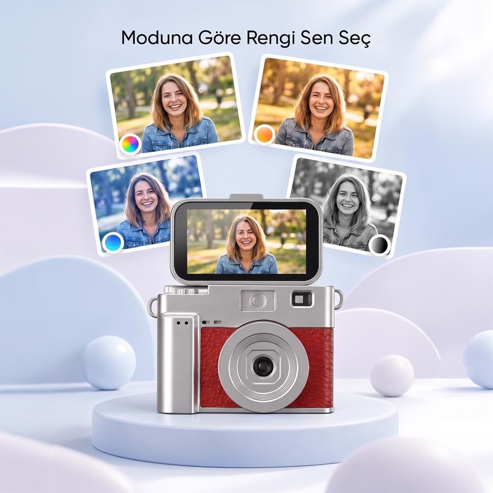 Everest ADK1983 Kahve 2K QHD 1.47 İnç Mini Retro Dijital Kamera