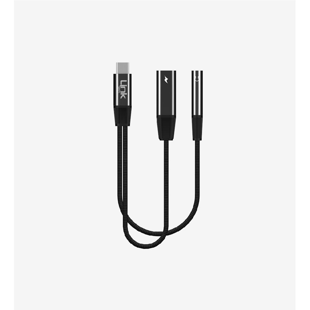 LinkTech Premium A202 Type C to Type C + 3,5 mm Kulaklık Jakı Adaptörü, Type C Şarj ve Kulaklık Çevirici