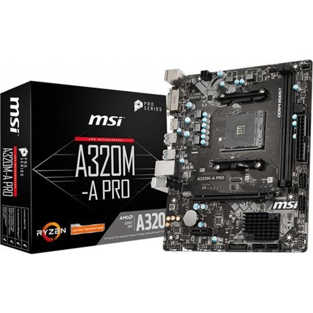 MSI A320M-A Pro AMD A320 3200MHz DDR4 mATX Anakart