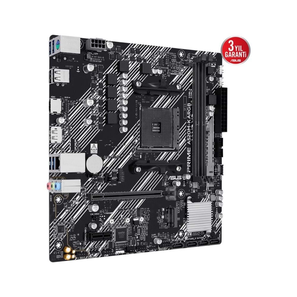 ASUS PRIME A520M-K ARGB AM4 DDR4 5100MHz HDMI DisplayPort M.2 USB 5Gbps mATX Anakart