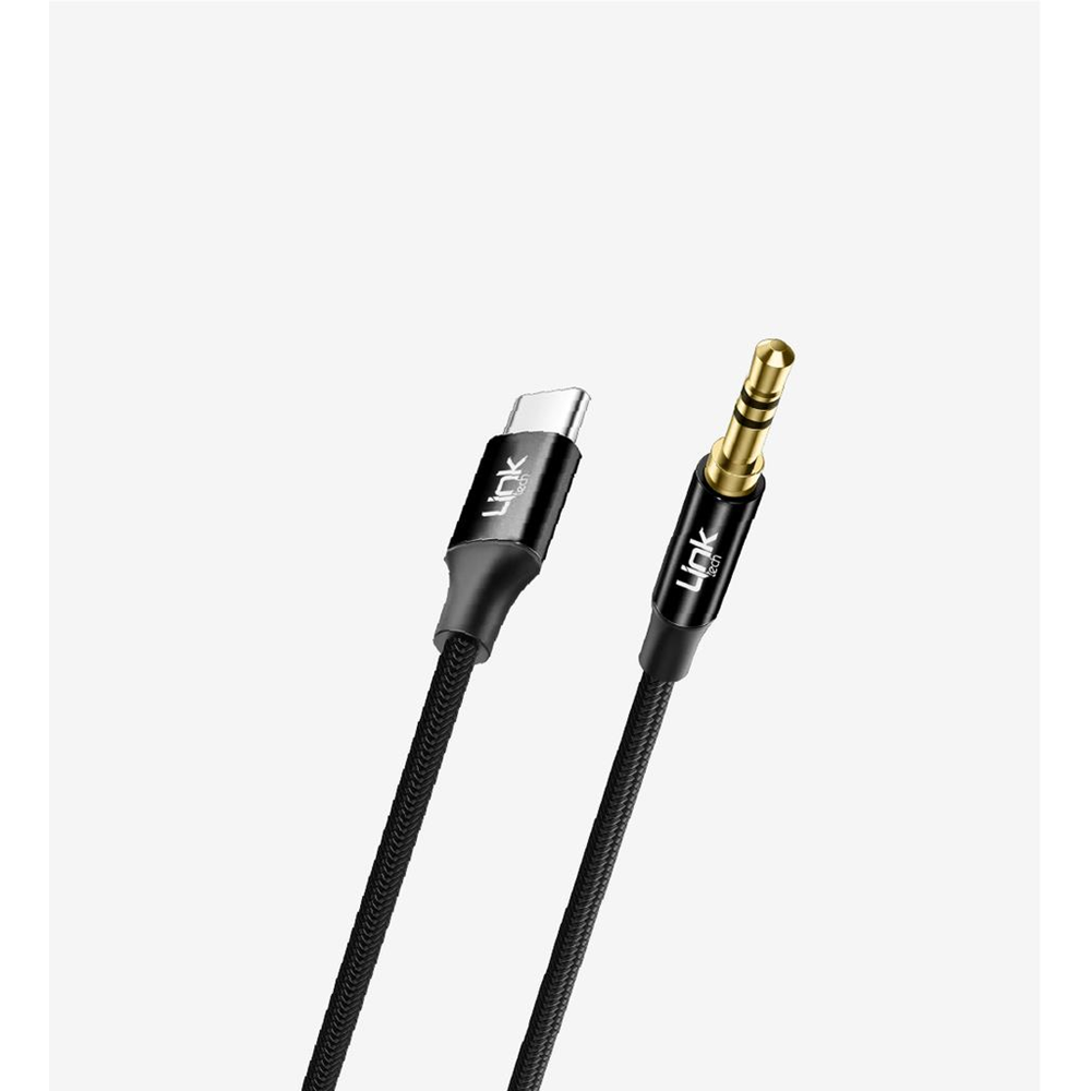 Linktech A586 Siyah 1m Örgülü 3.5mm Type-C In AUX Kablo