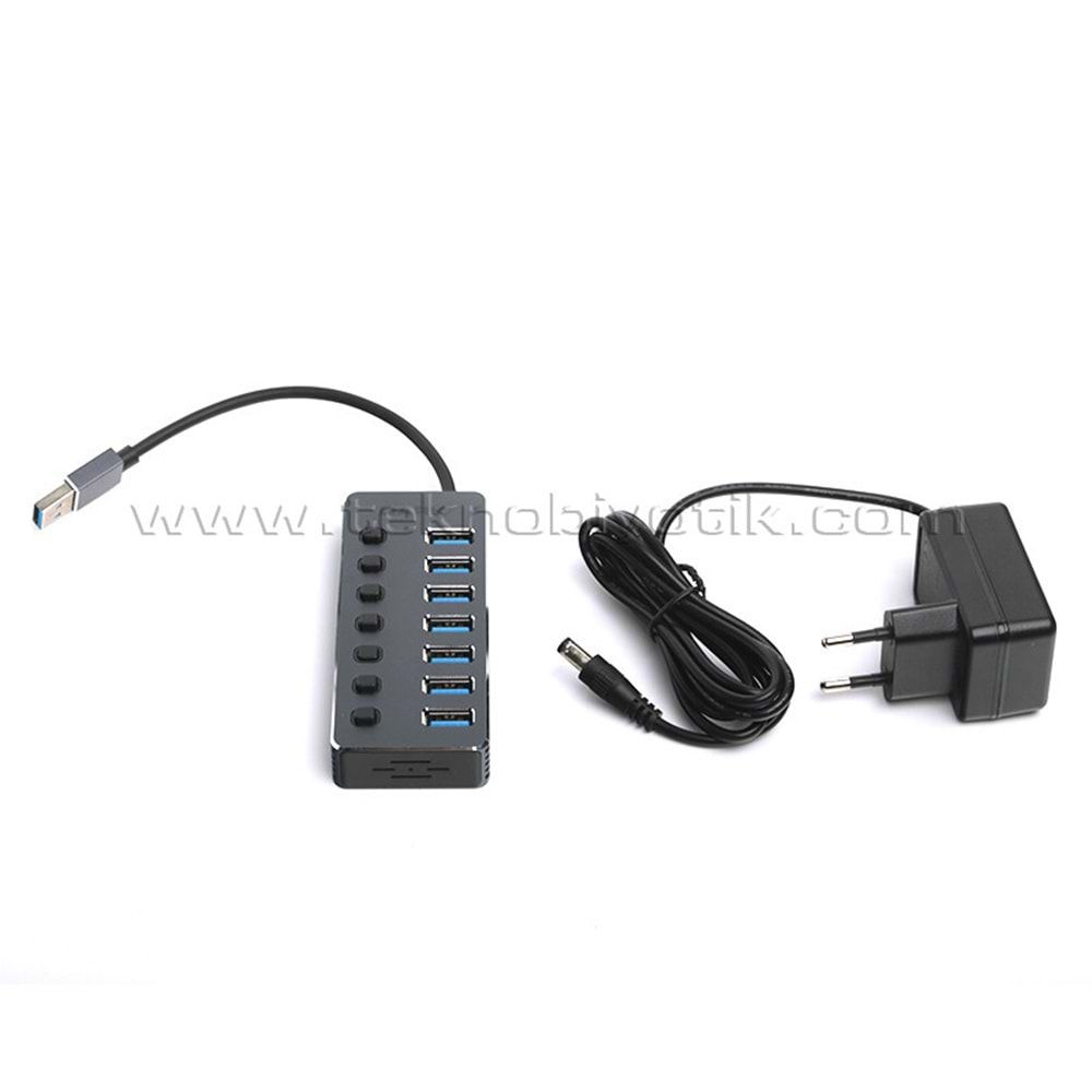 Dark 7 Port USB 3.0 Hub ve 1 Port Yüksek Hızlı Şarj Adaptörlü USB Çoklayıcı