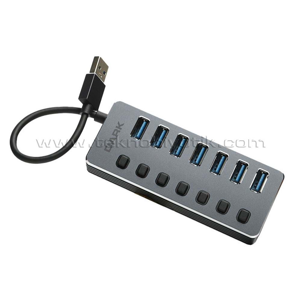 Dark 7 Port USB 3.0 Hub ve 1 Port Yüksek Hızlı Şarj Adaptörlü USB Çoklayıcı