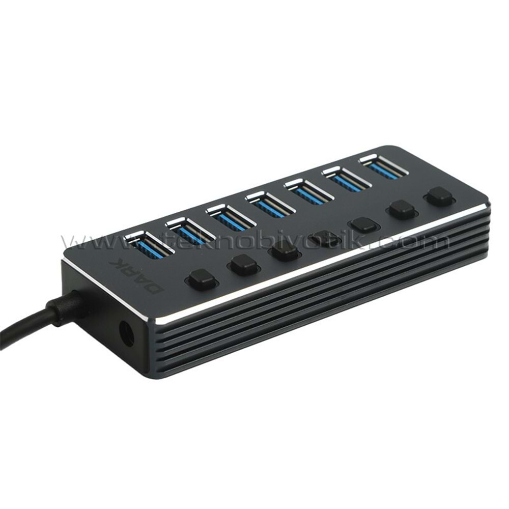 Dark 7 Port USB 3.0 Hub ve 1 Port Yüksek Hızlı Şarj Adaptörlü USB Çoklayıcı