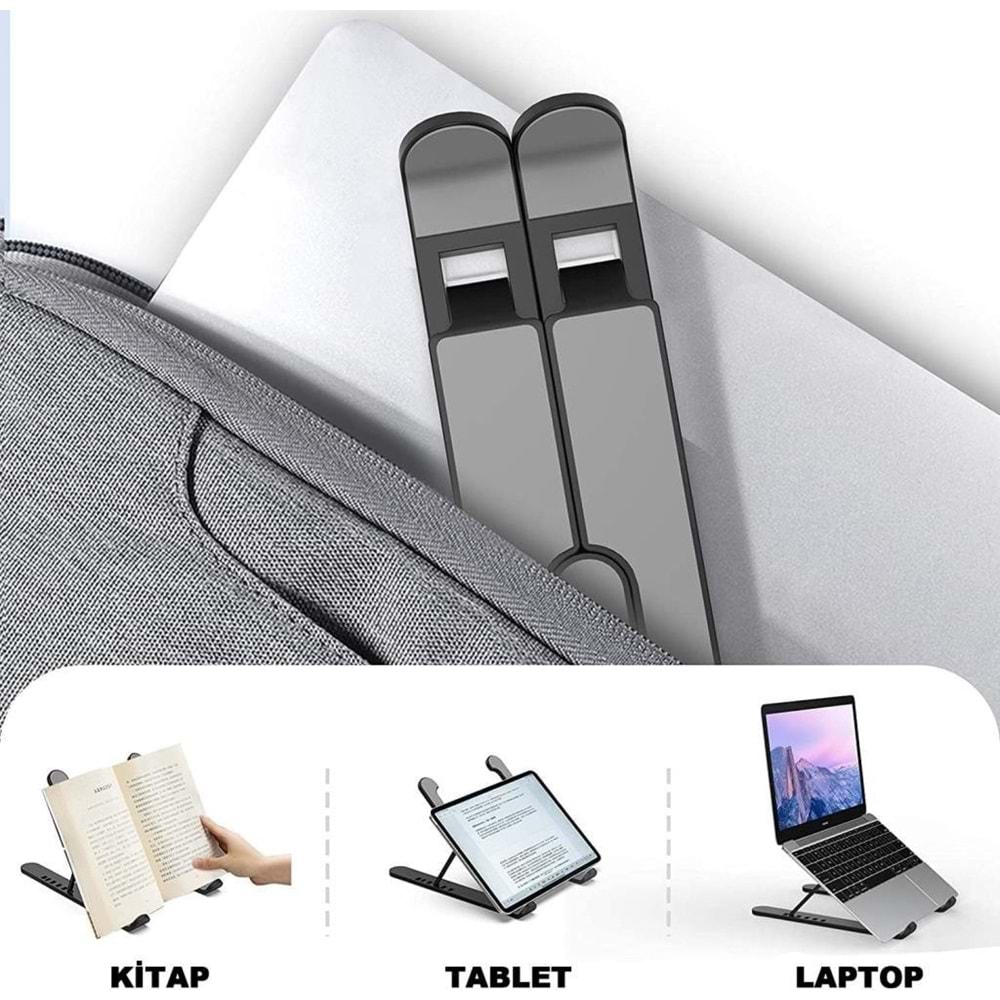 NBTech ADS-AL10 Plastik Ayarlı Laptop Macbook Notebook Yükseltici Tutucu Stand, Katlanabilir Notebook Standı