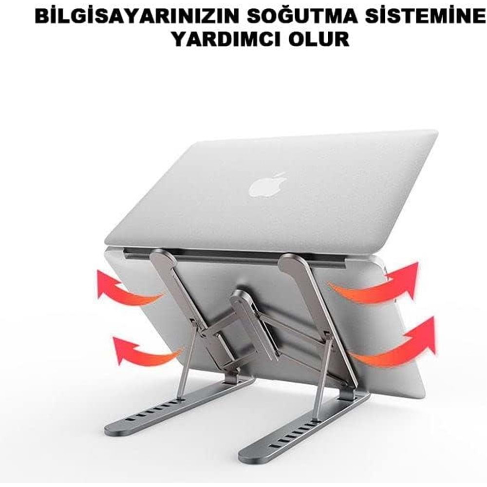 NBTech ADS-AL10 Plastik Ayarlı Laptop Macbook Notebook Yükseltici Tutucu Stand, Katlanabilir Notebook Standı