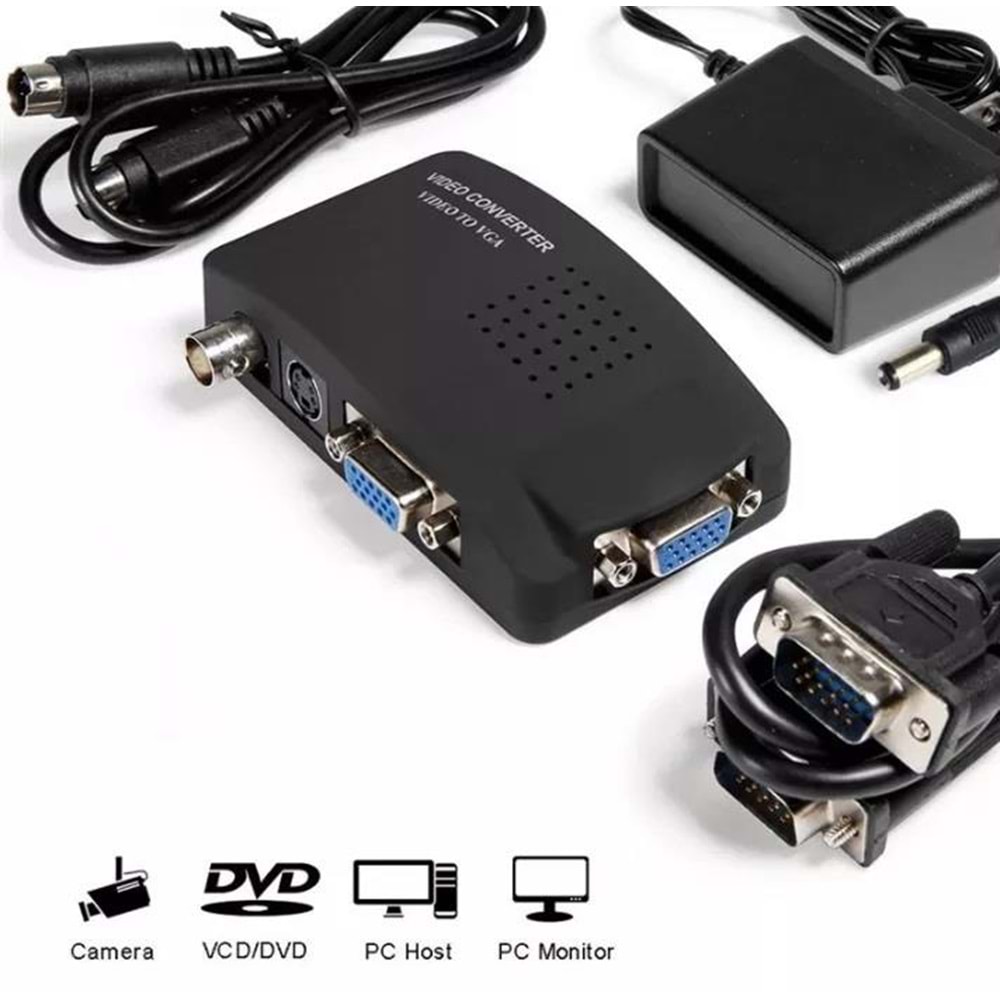 NBTech NB-AV215 Video To Vga Çevirici, BNC to VGA Çevirici Adaptör (Adaptör+Video+vga Kablosu Dahil)
