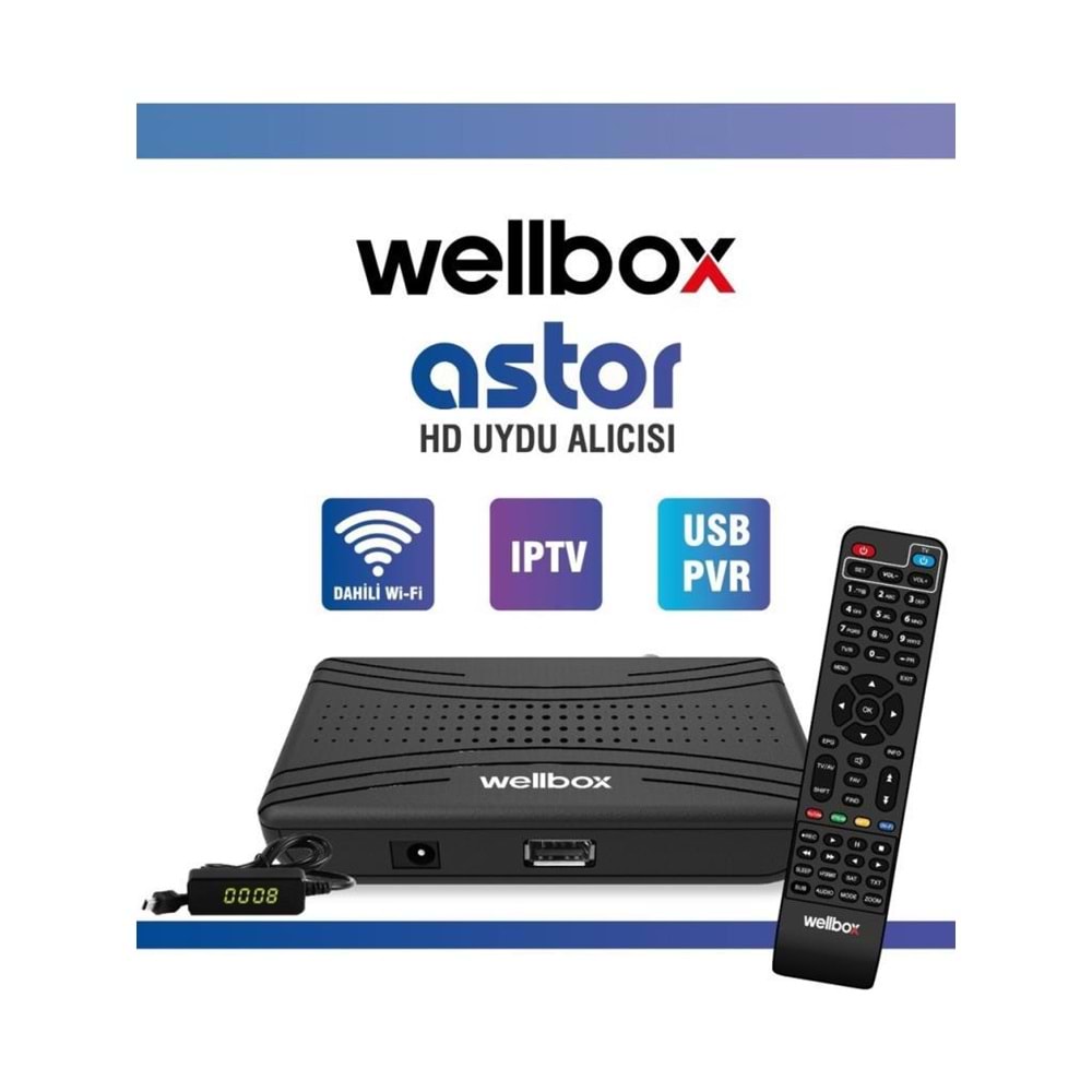 Wellbox Astor Dahili Wi-Fi Özellikli TKGS 2024 Model Çanaklı Çanaksız Ip Full Hd Uydu Alıcısı