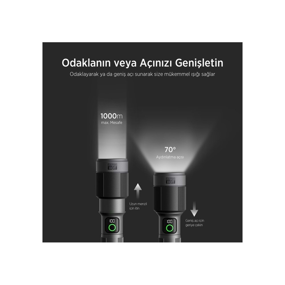 BIX BX5102FL 60W LED 3000 Lümen Uzun Menzilli Kompakt El Feneri Gri