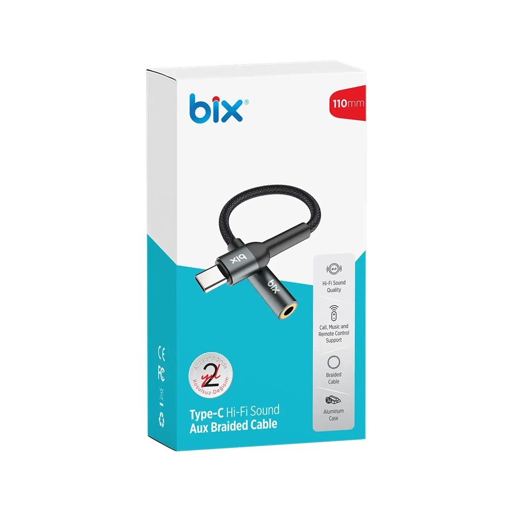 Bix BXAU2C Hi-Fi Type-C to 3.5mm Kulaklık Dönüştürücü Kablo