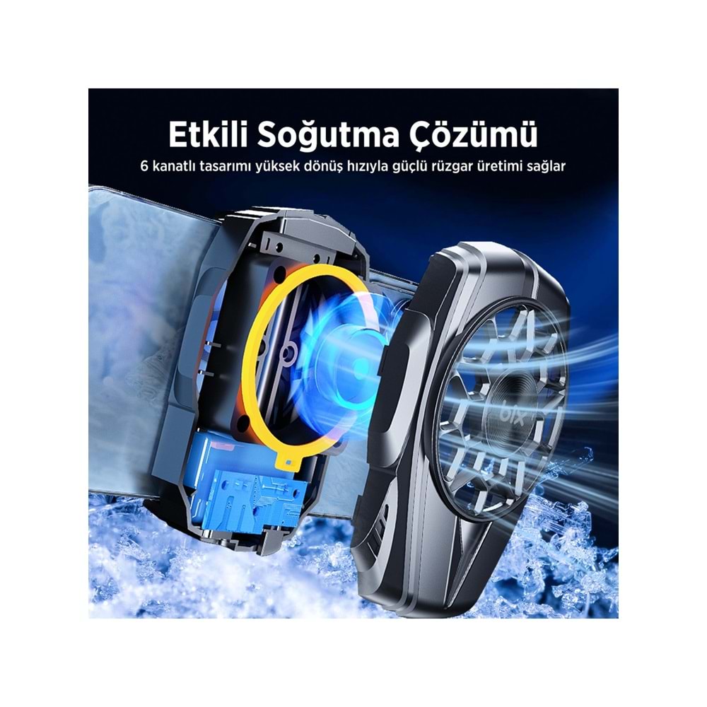 BIX BXCP04G Ultra Sessiz ve Güçlü Kablosuz Telefon Soğutucu Fan,4.5-7 Inç Uyumlu, Oyuncular Için Özel Tasarım
