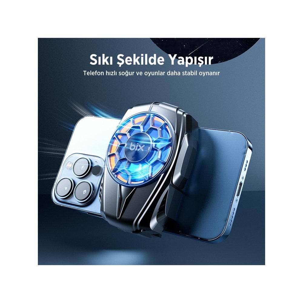 BIX BXCP04G Ultra Sessiz ve Güçlü Kablosuz Telefon Soğutucu Fan,4.5-7 Inç Uyumlu, Oyuncular Için Özel Tasarım
