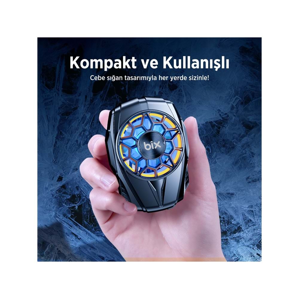 BIX BXCP04G Ultra Sessiz ve Güçlü Kablosuz Telefon Soğutucu Fan,4.5-7 Inç Uyumlu, Oyuncular Için Özel Tasarım