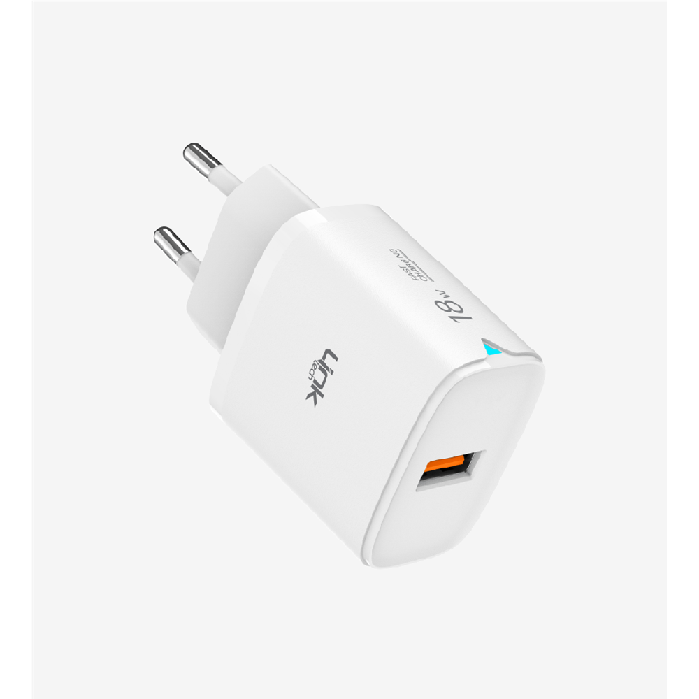 LinkTech C303 Beyaz Safe 18W USB-A Tip-C Kablolu Hızlı Şarj Cihazı, 18W Type C Şarj Cihazı