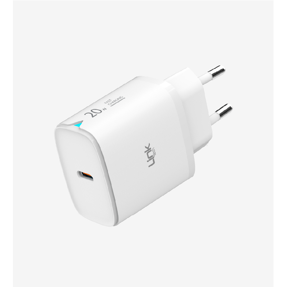 LinkTech C308 Safe Tip-C Lightning Kablolu PD 20W Hızlı Şarj Cihazı Beyaz
