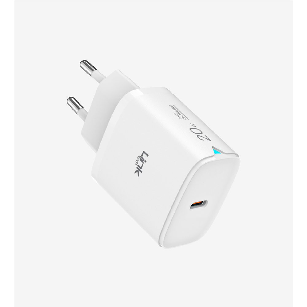 LinkTech C308 Safe Tip-C Lightning Kablolu PD 20W Hızlı Şarj Cihazı Beyaz