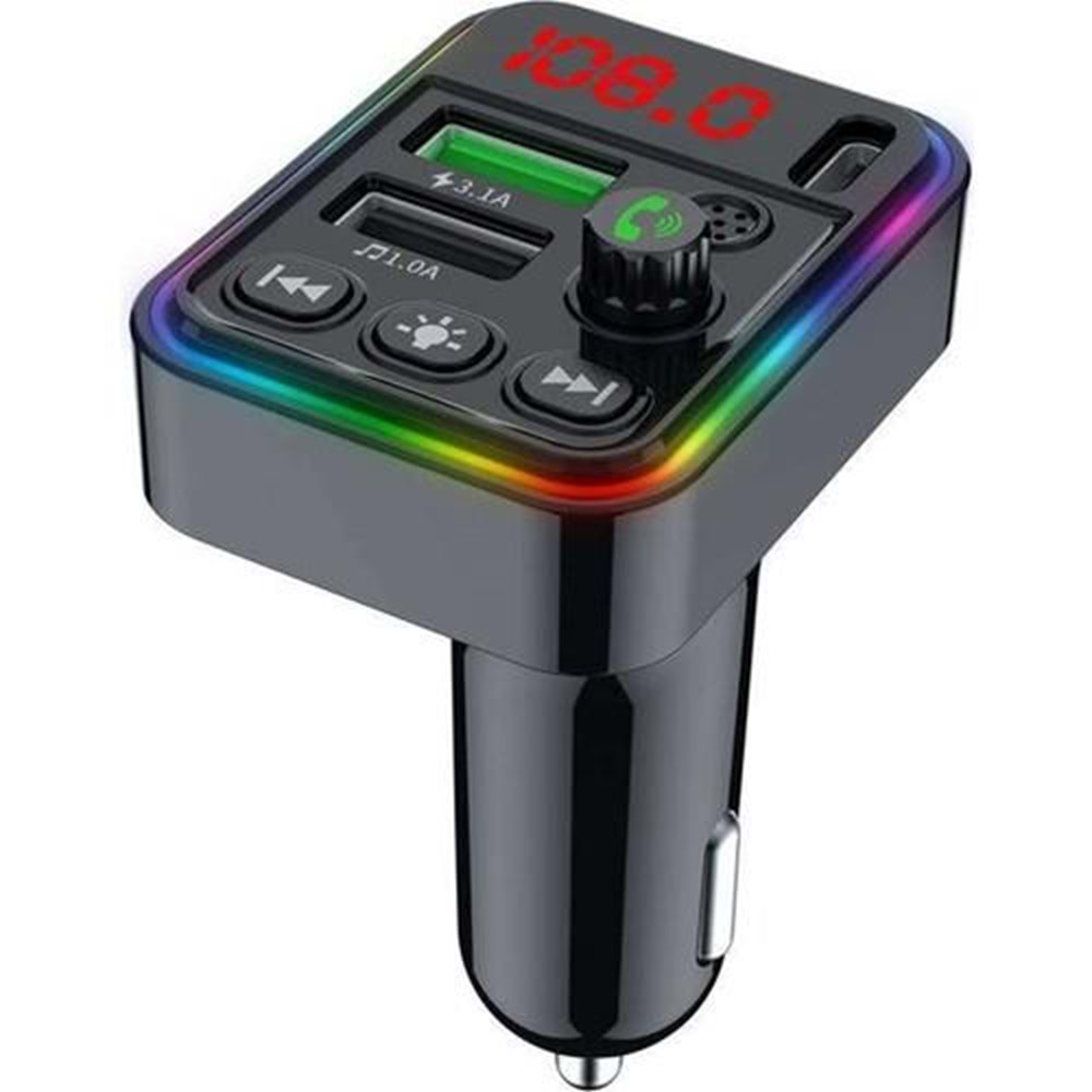 Concord C-617 Bluetooth 5.1 2xUSB Desteği Çift 5V 3.1A RGB Bluetooth Fm Transmitter