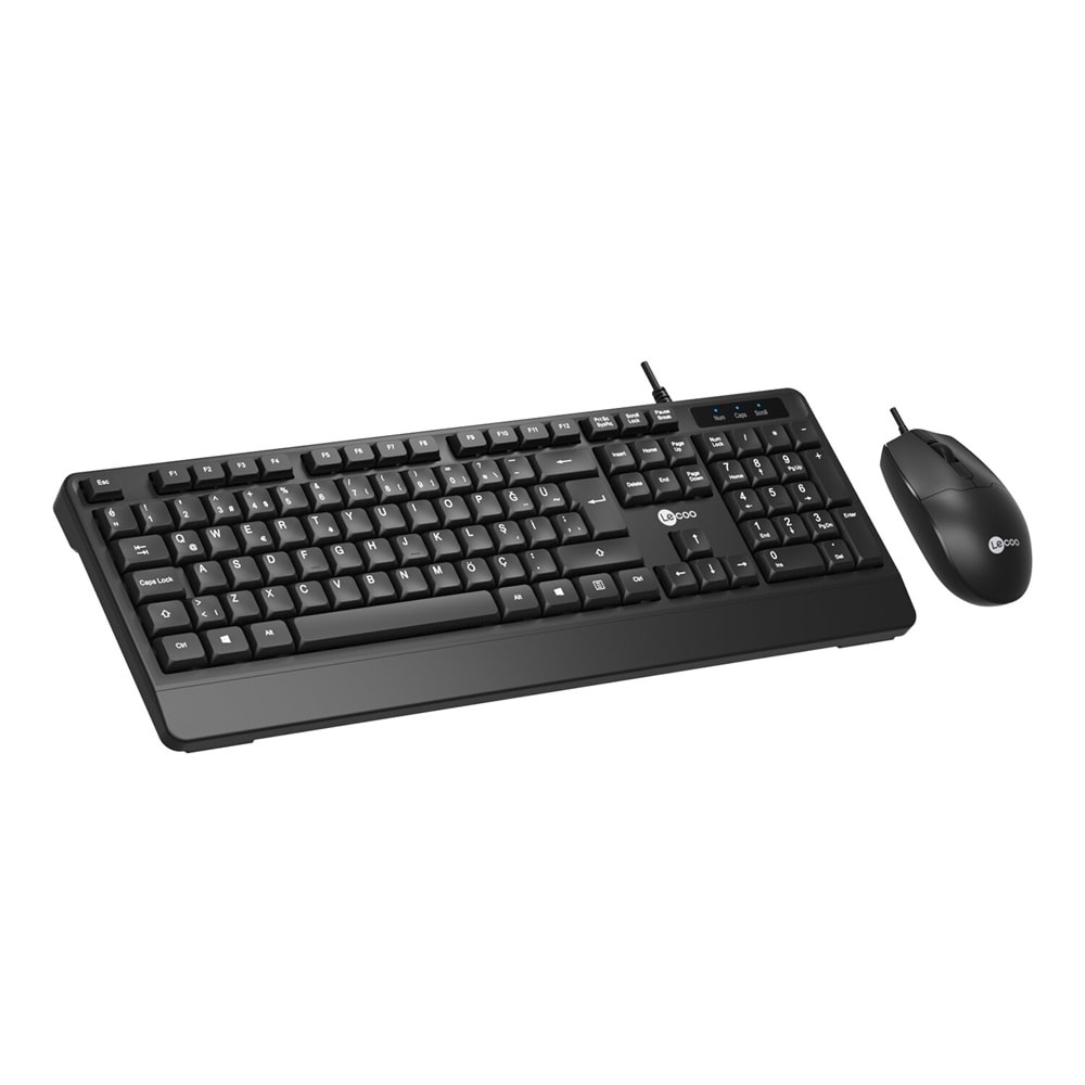 Lecoo CM106 USB Kablolu Türkçe Q Klavye Mouse Set Siyah 1200 DPI Optik Mouse